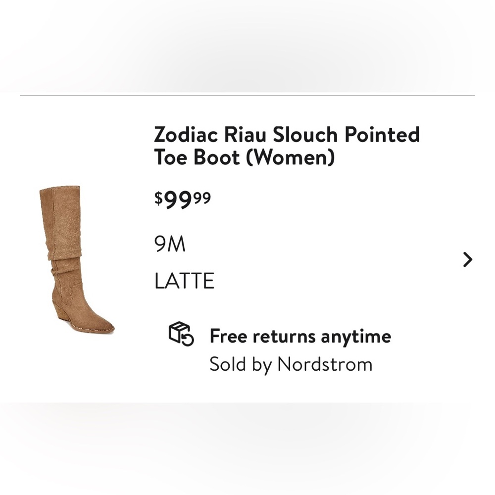 Zodiac Riau Slouch Pointed Toe Boot - Latte